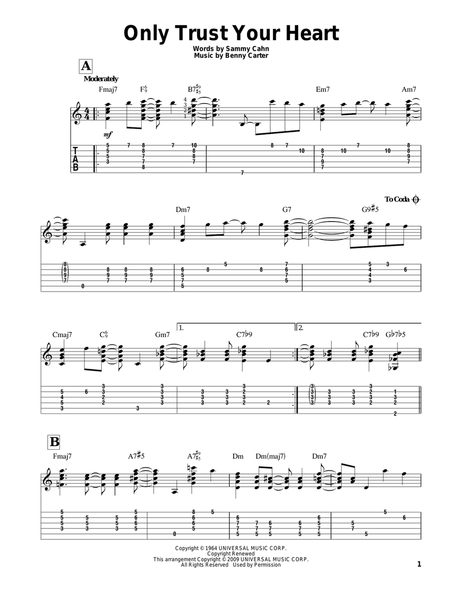Only Trust Your Heart Electric Guitar scores gallery preview page 1