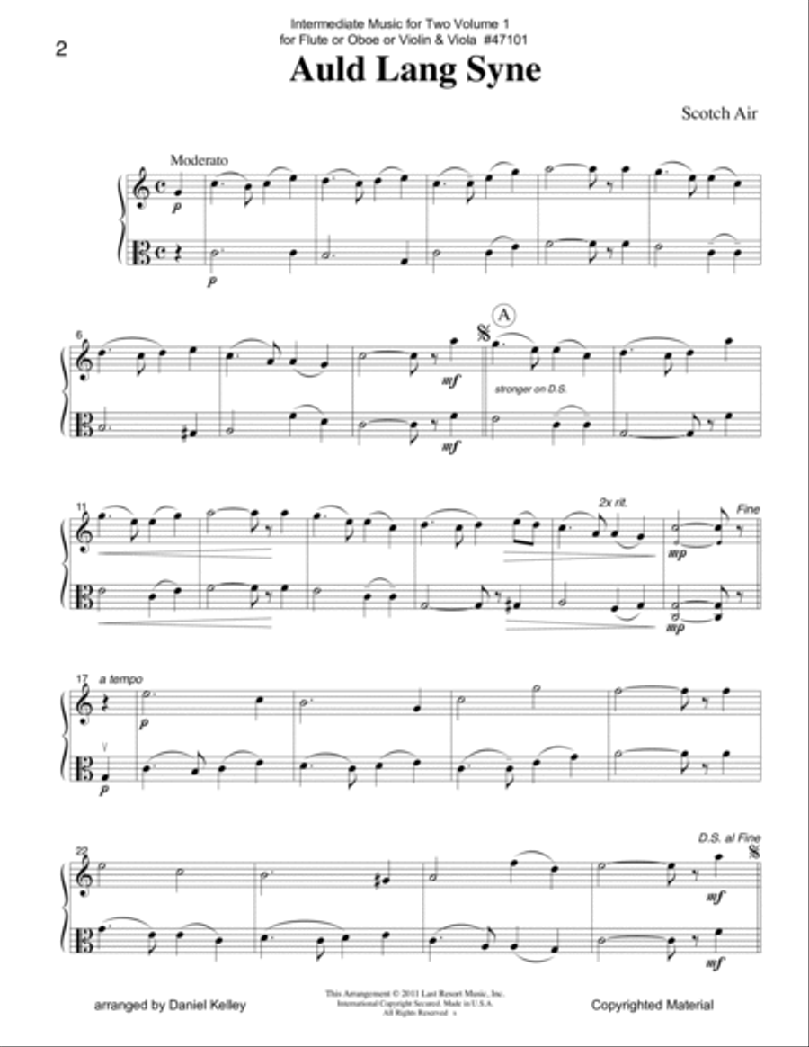 Intermediate Music for Two, Volume 1 - for Flute or Oboe or Violin & Viola Flute scores gallery preview page 3