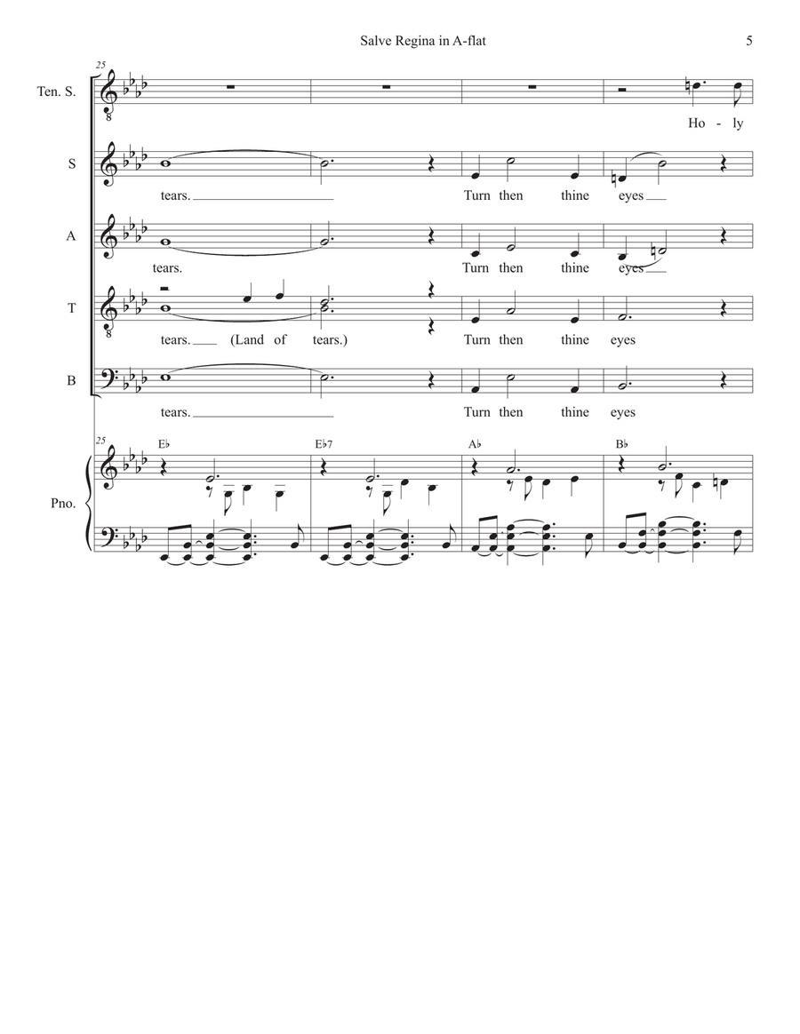 Salve Regina in A-flat (Tenor solo with SATB) 4-Part scores gallery preview page 5