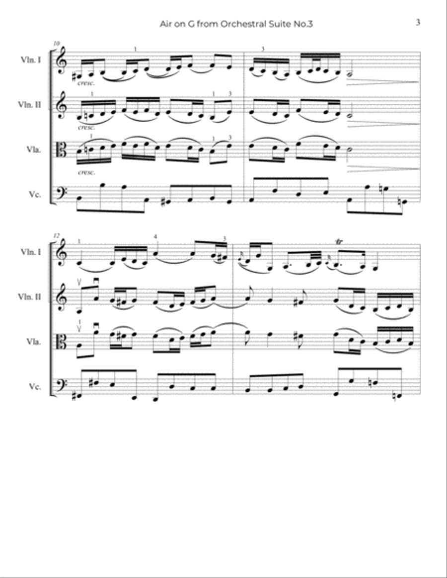 Bach: Air on a G String - String Trio, or 2 Violins and Cello