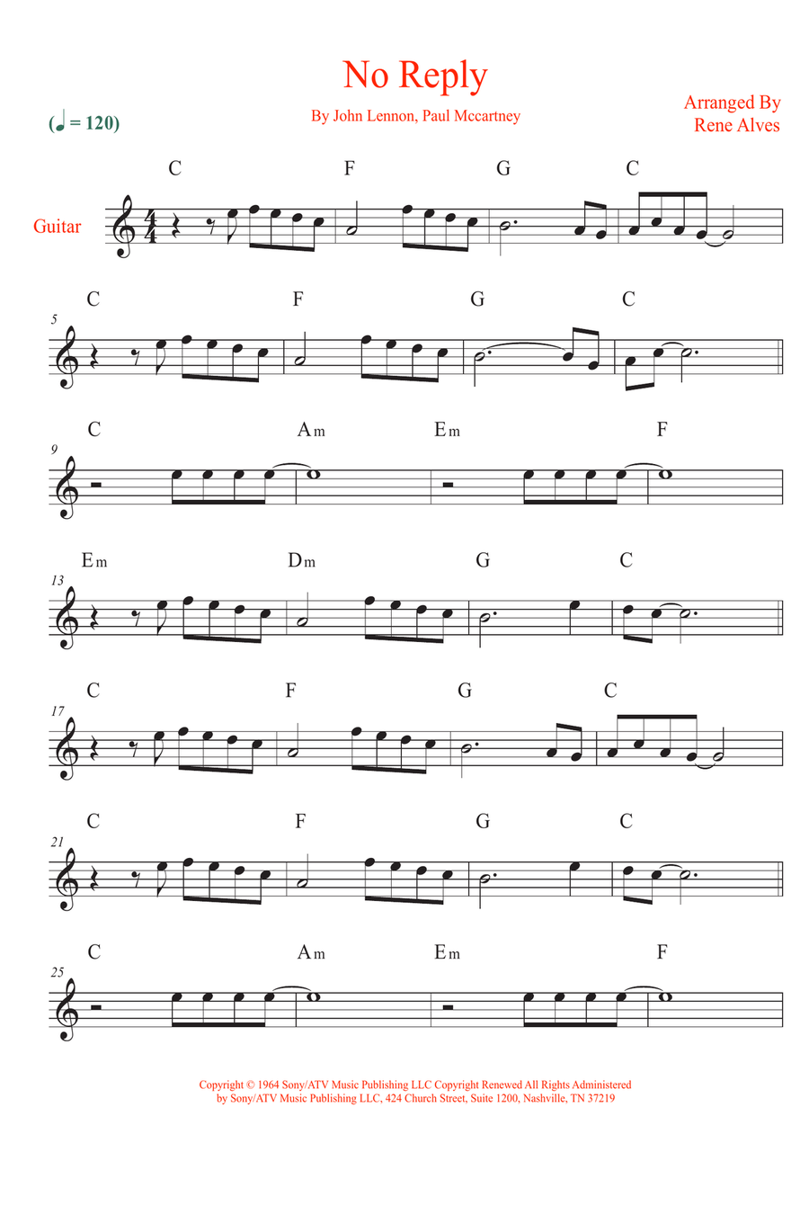 No Reply No Reply Acoustic Guitar scores gallery preview page 1