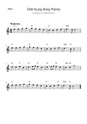 Ode To Joy - Easy Oboe with Chords