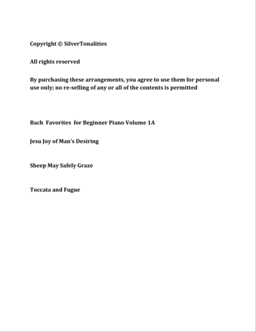 Bach Favorites for Beginner Piano Volume 1 A Sheet Music Easy Piano scores gallery preview page 2