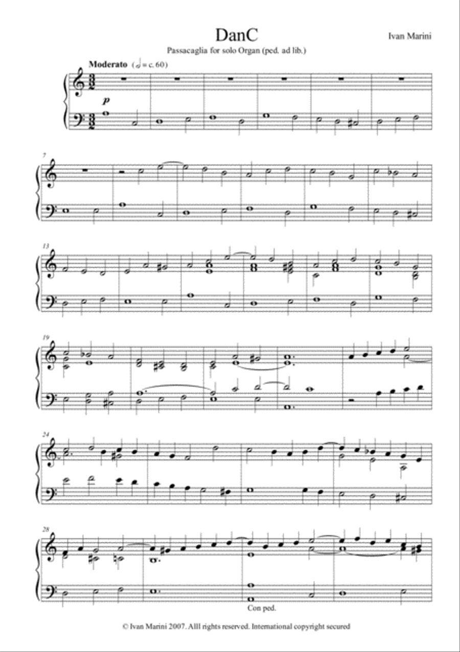 DanC - Passacaglia for solo Organ (ped. ad lib.) image number null