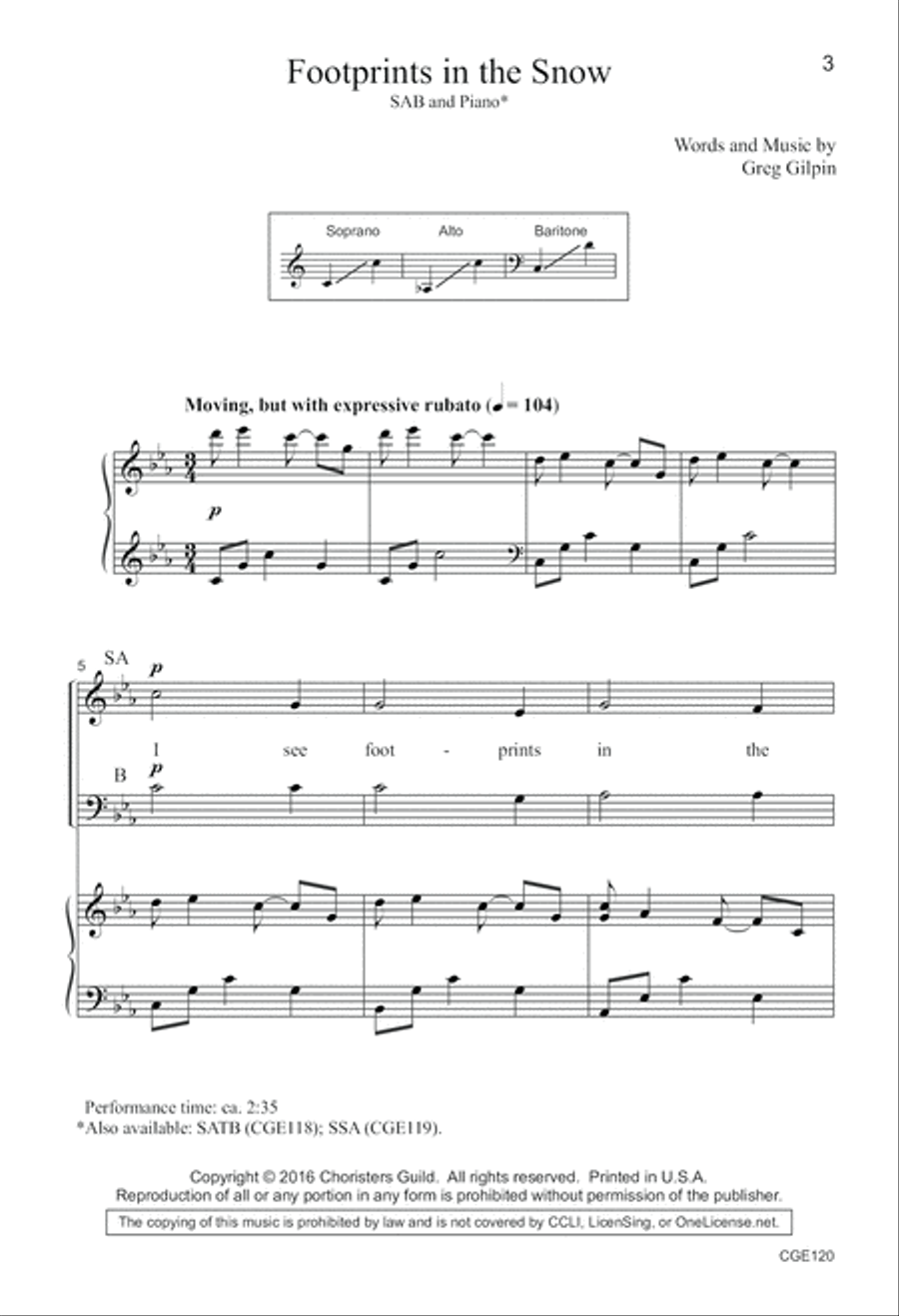 Footprints in the Snow (SAB) 3-Part scores gallery preview page 3