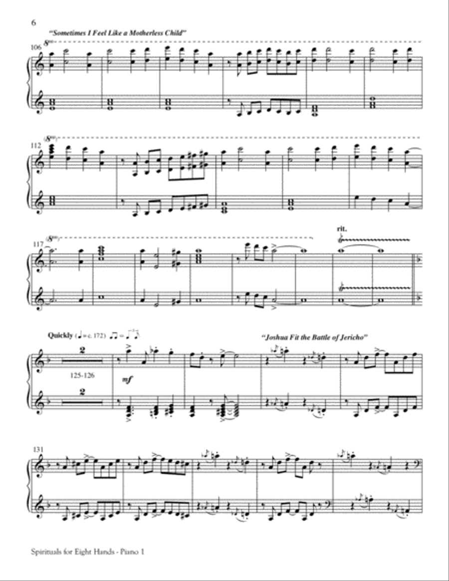 Spirituals for Eight Hands-Digital Download Piano Solo scores gallery preview page 5