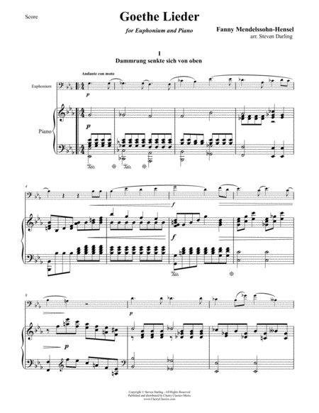 Goethe Lieder for Euphonium solo and Piano