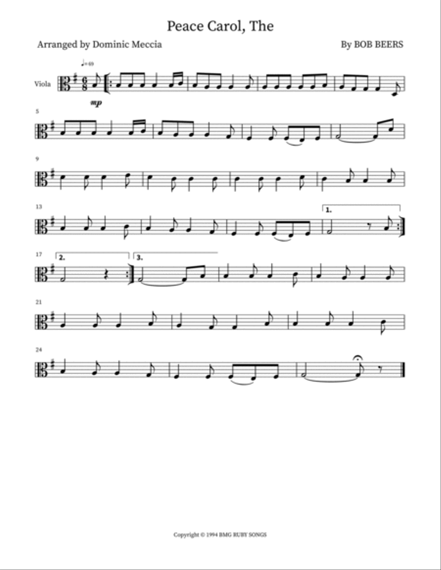 Peace Carol, The Peace Carol, The String Duet scores gallery preview page 3