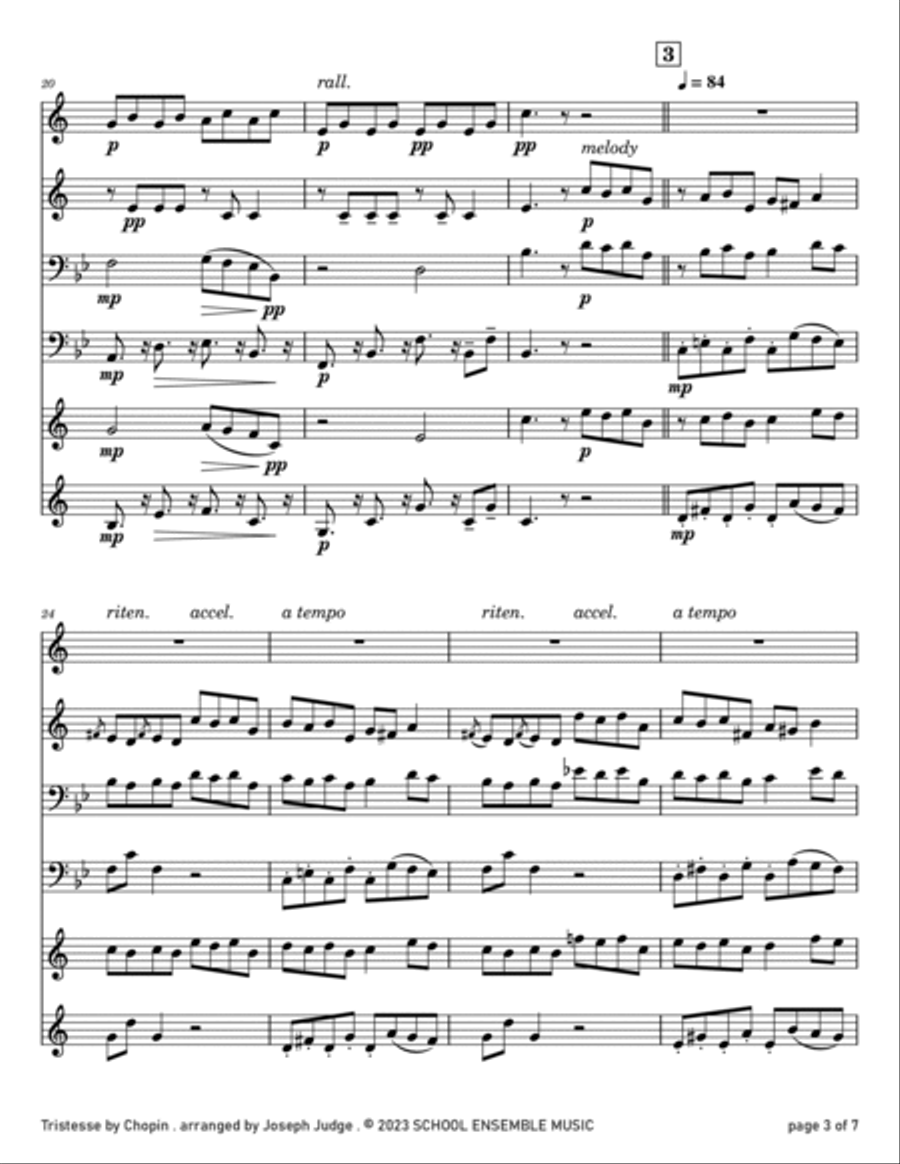 Tristesse by Chopin for Brass Quartet in Schools Brass Quartet scores gallery preview page 3