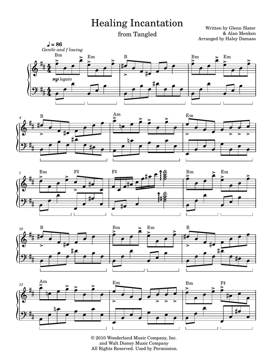 Healing Incantation Piano Solo scores gallery preview page 1