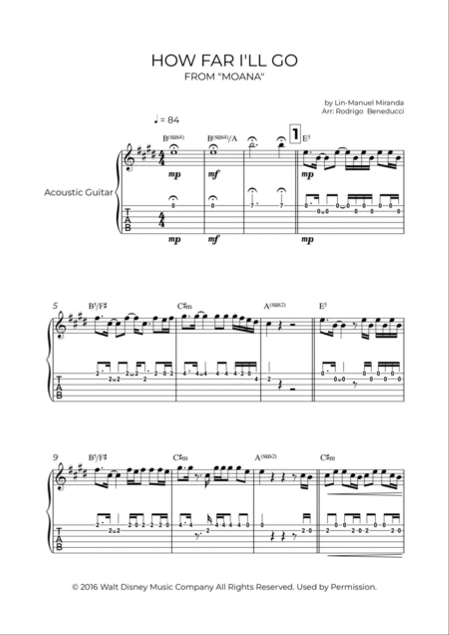 How Far I'll Go Acoustic Guitar scores gallery preview page 2