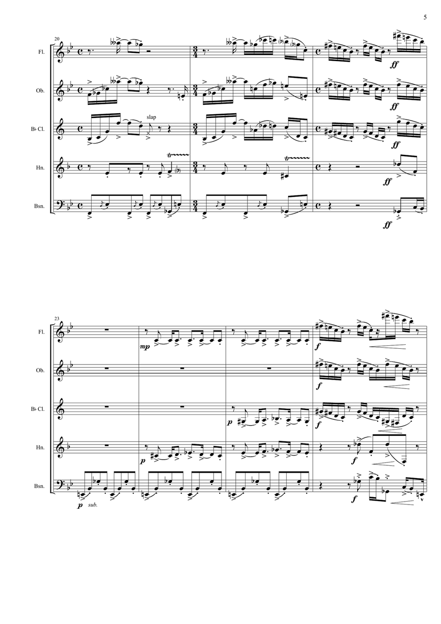 Arachnophobia, for wind quintet - score Woodwind Quintet scores gallery preview page 5