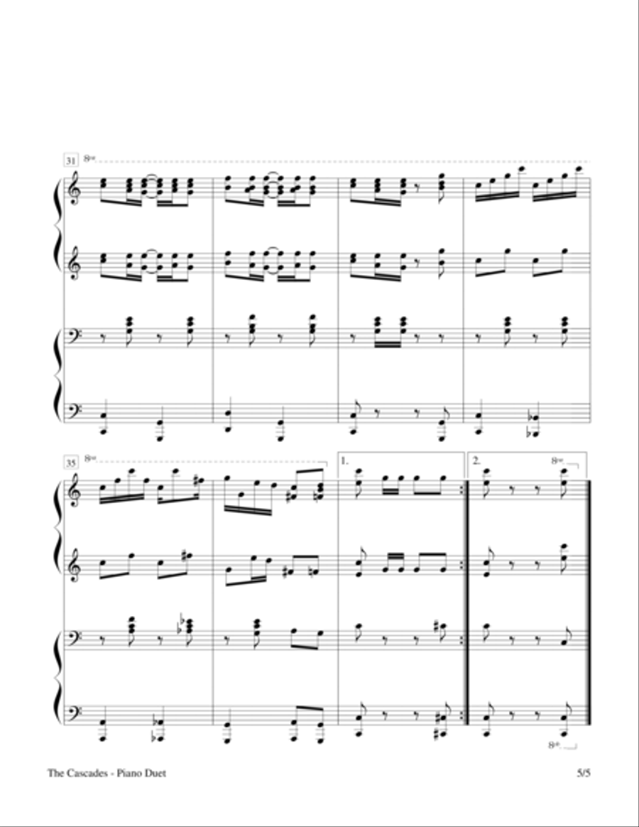The Cascades (1 Piano, 4 Hands Duet) Piano Method scores gallery preview page 5