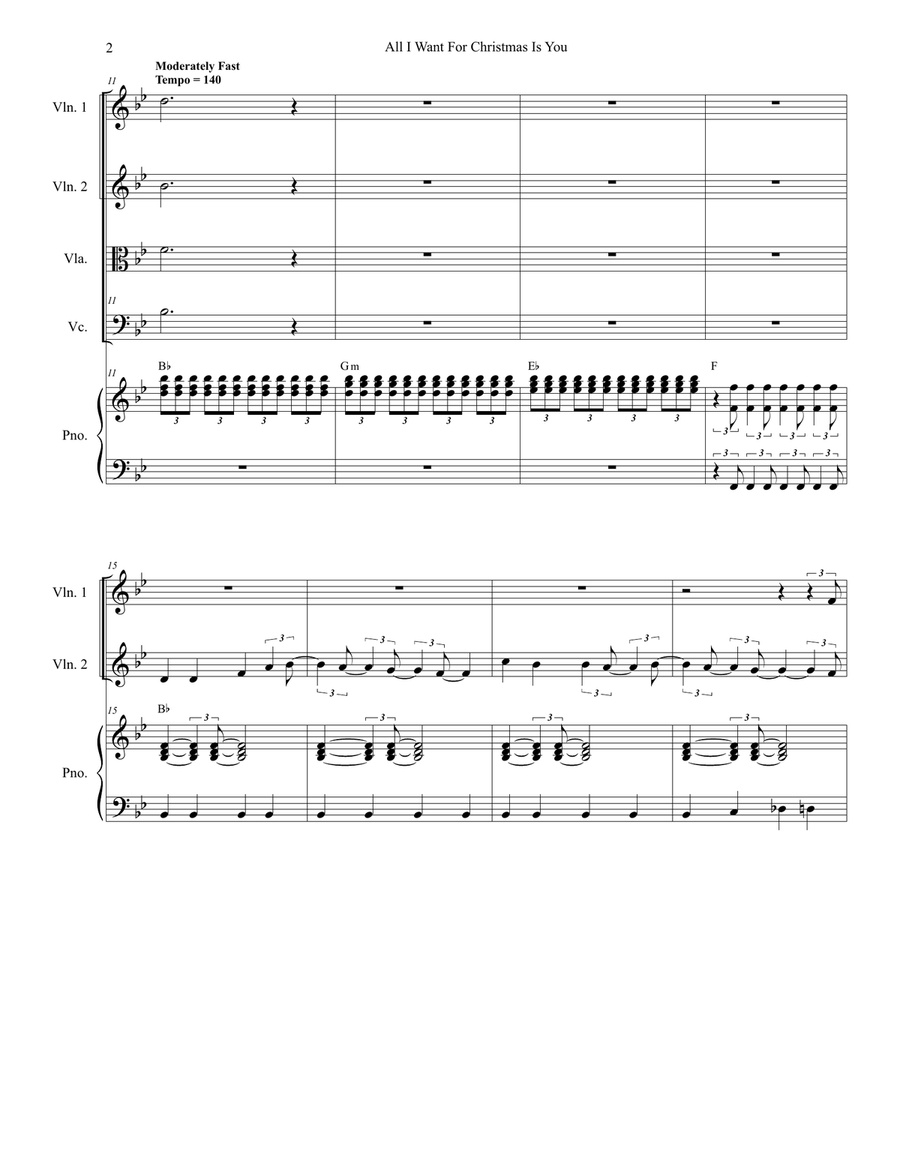All I Want For Christmas Is You String Quartet scores gallery preview page 2