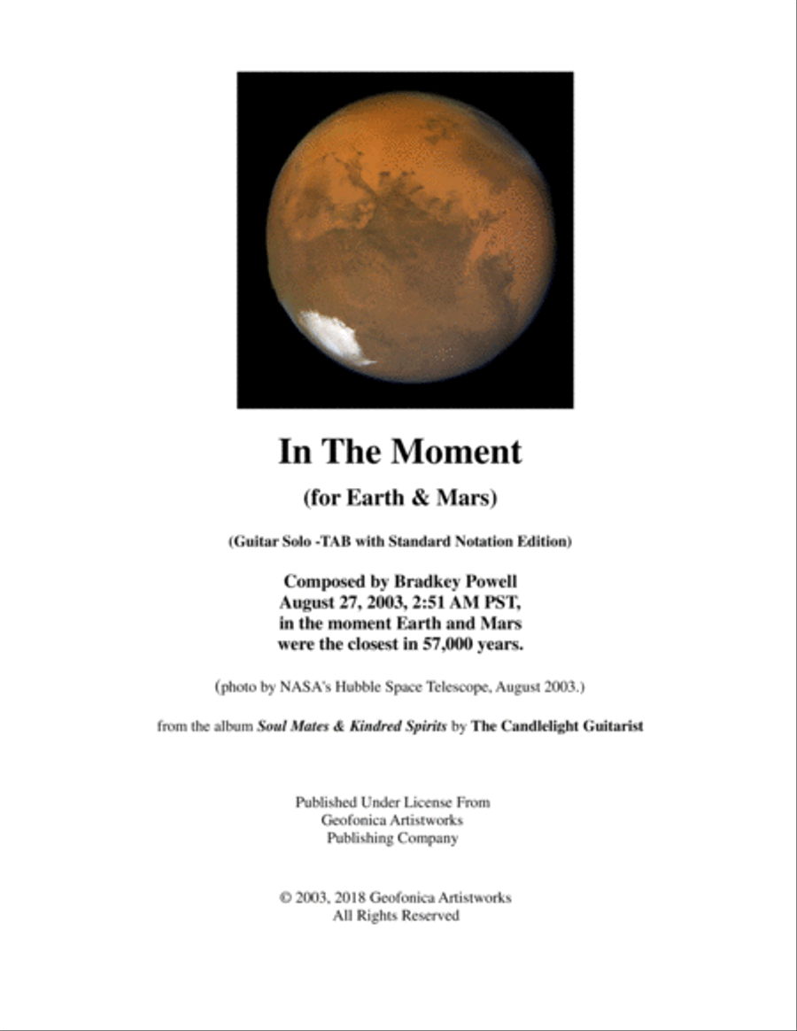 In The Moment (for Earth and Mars) Classical Guitar scores gallery preview page 1