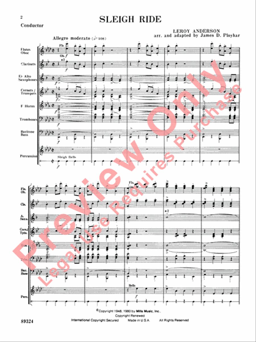 Sleigh Ride Sleigh Ride Concert Band scores gallery preview page 3