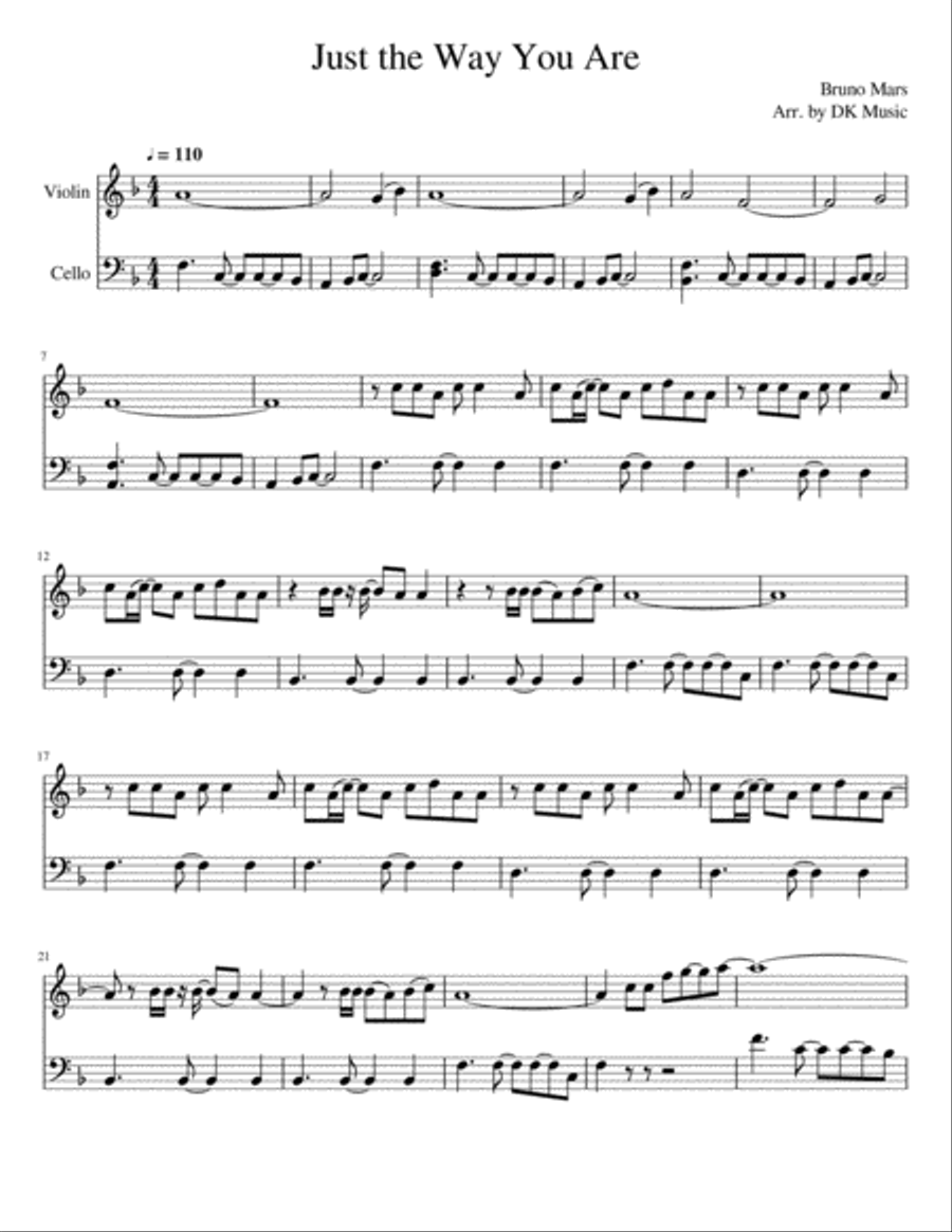 Just The Way You Are String Duet scores gallery preview page 1