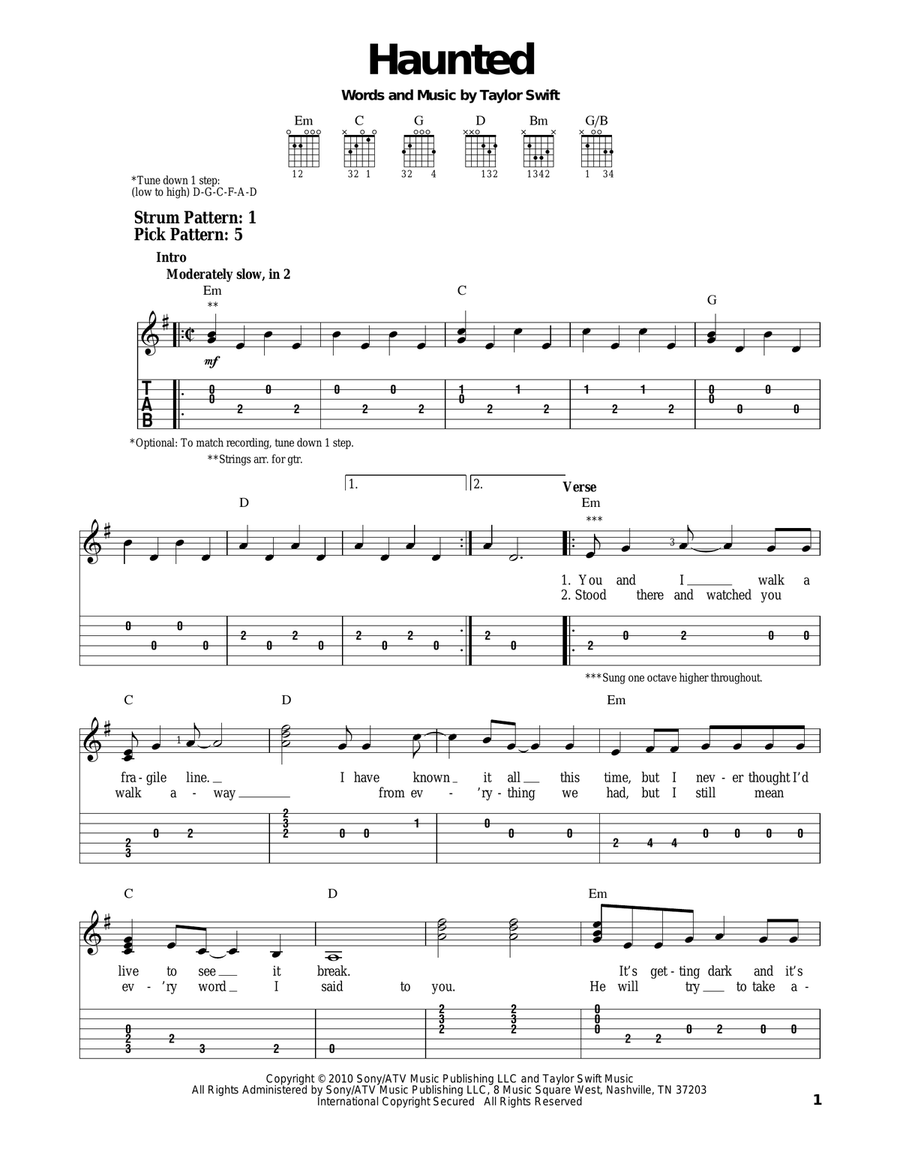 Haunted Acoustic Guitar scores gallery preview page 1
