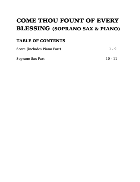 Come Thou Fount of Every Blessing (Soprano Sax and Piano) image number null