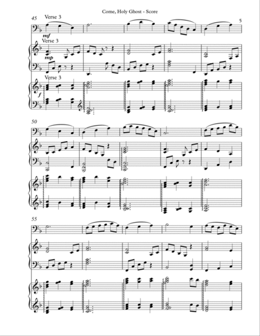 Come, Holy Ghost, Trio for Bassoon, Harp, Piano Bassoon scores gallery preview page 5