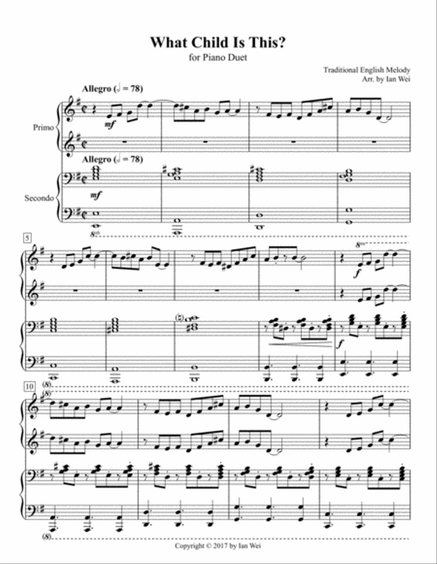 What Child Is This? for Piano Duet What Child Is This? for Piano Duet 1 Piano, 4-Hands scores gallery preview page 1