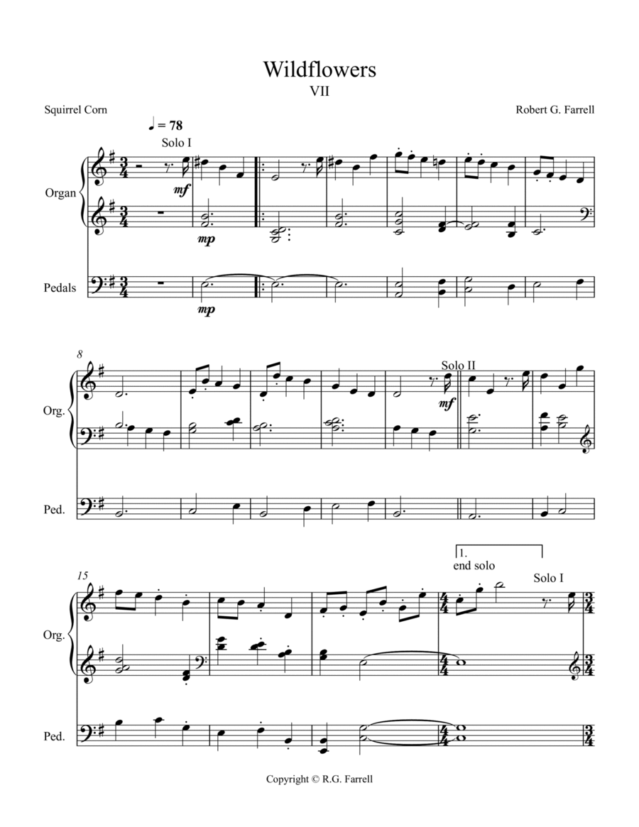 Wildflowers #7 Organ Solo scores gallery preview page 1