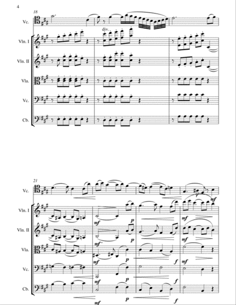 Glazunov: Chant du Menestrel Op.71 for Cello Solo and String Orchestra String Orchestra scores gallery preview page 4