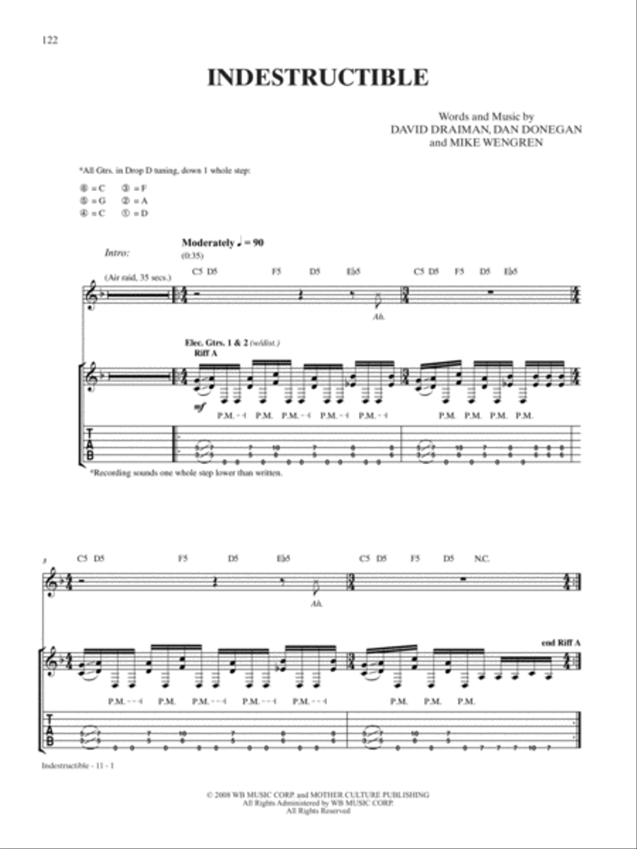 Indestructible Guitar Tablature scores gallery preview page 1