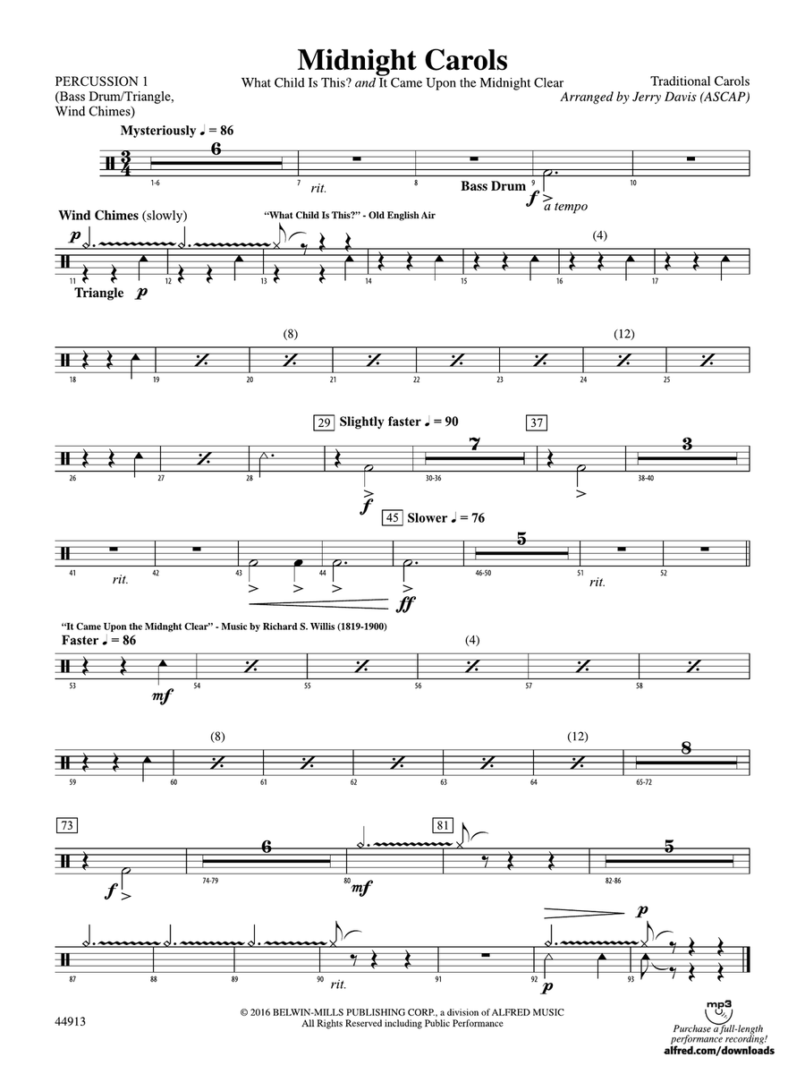 Midnight Carols: 1st Percussion