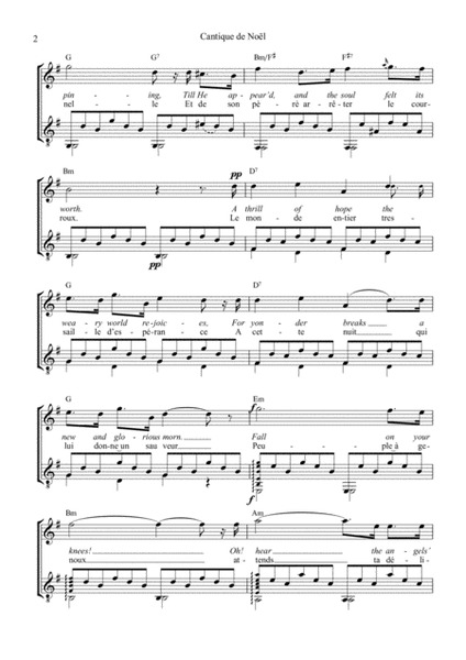 O Holy Night / Cantique de noel for voice and guitar (G Major)