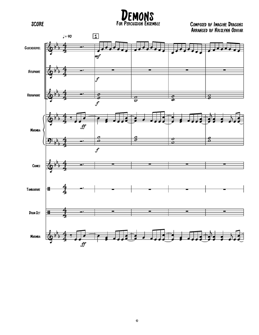 Demons Percussion Ensemble scores gallery preview page 1