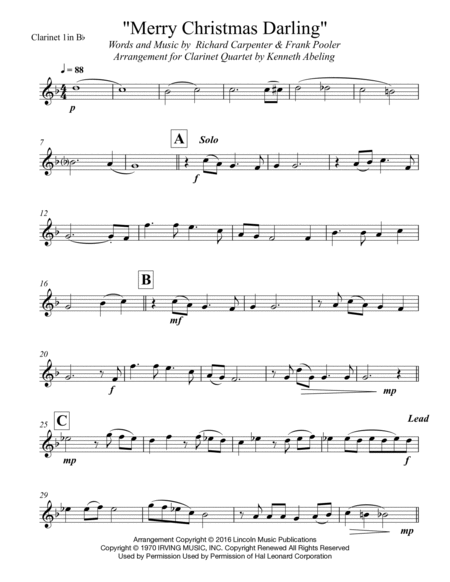 Merry Christmas, Darling by The Carpenters Woodwind Ensemble - Digital Sheet Music