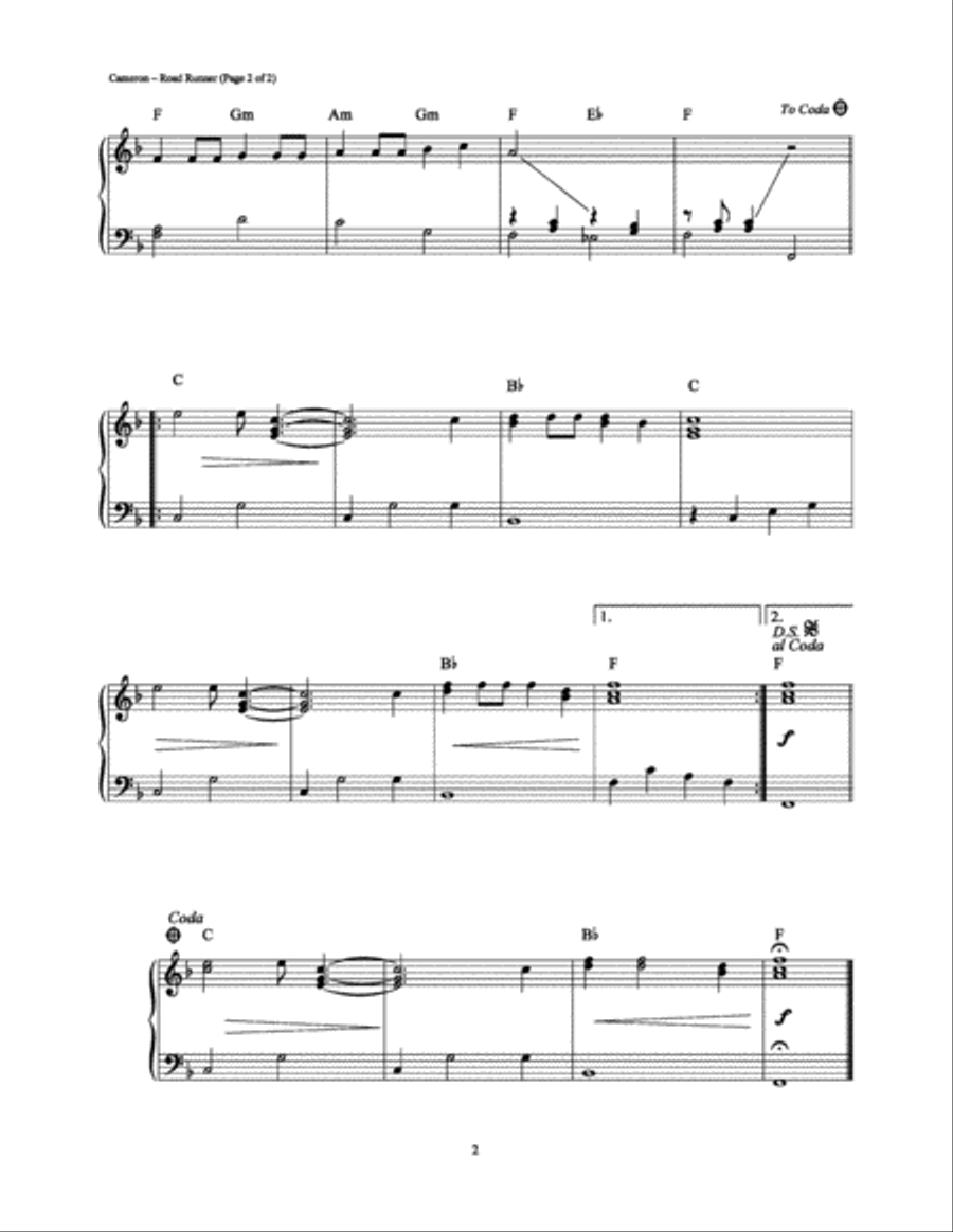 Road Runner Piano Solo scores gallery preview page 2
