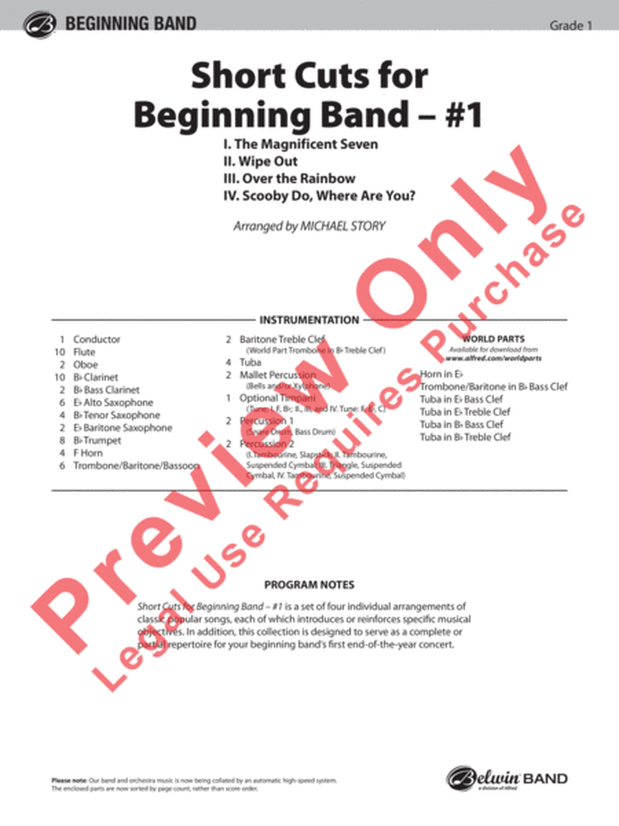 Short Cuts for Beginning Band -- #1 image number null