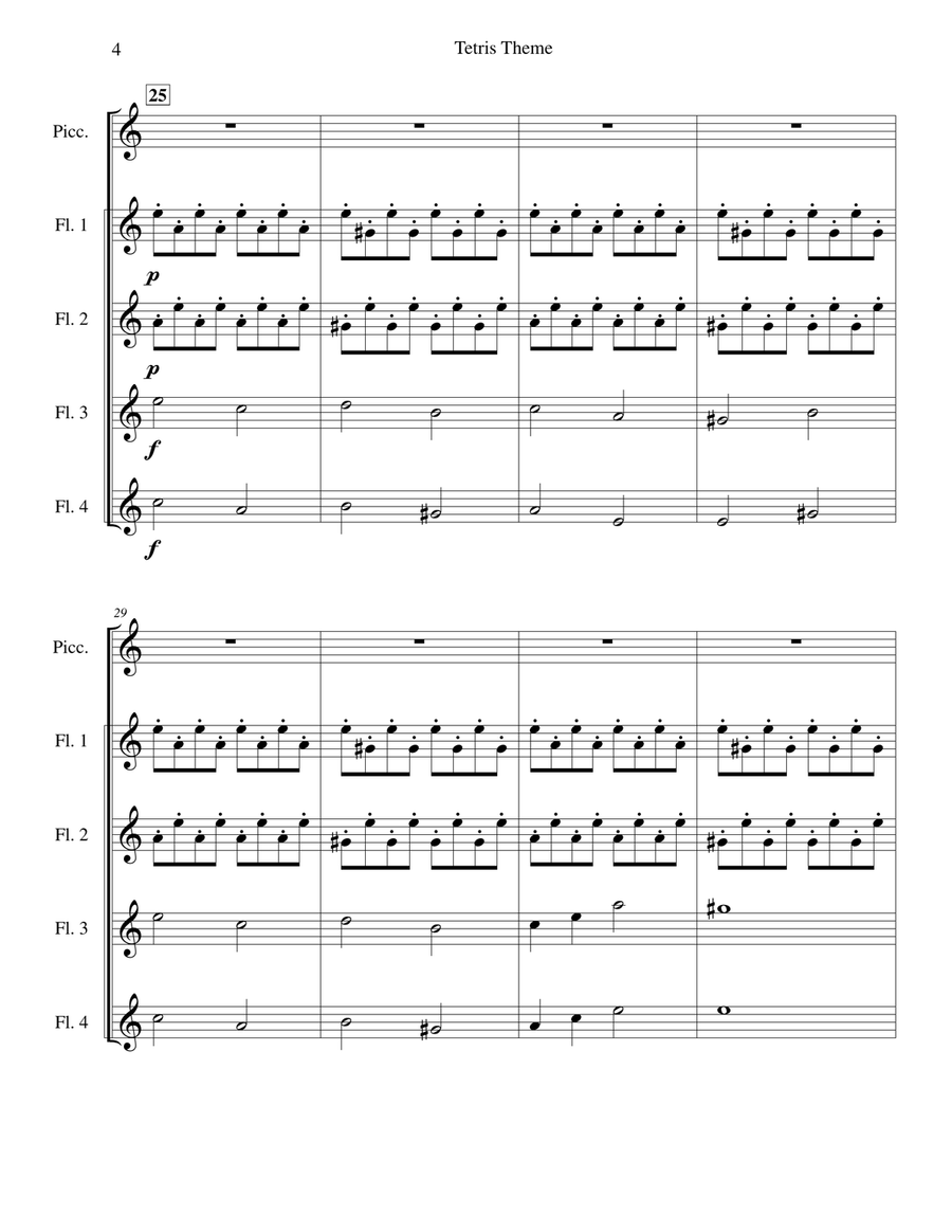 Tetris Theme for Flute Choir Flute Choir scores gallery preview page 5