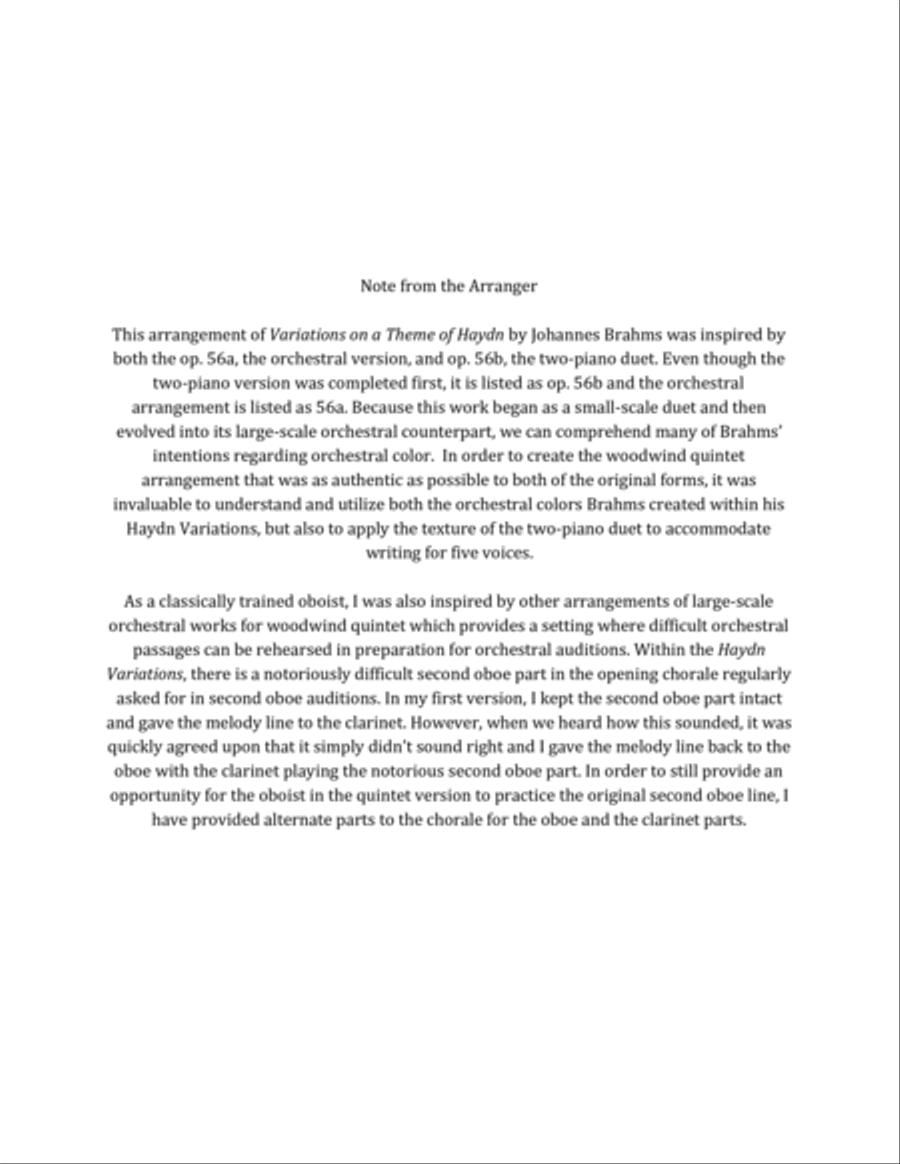 Variations on a Theme of Haydn Woodwind Quintet scores gallery preview page 2