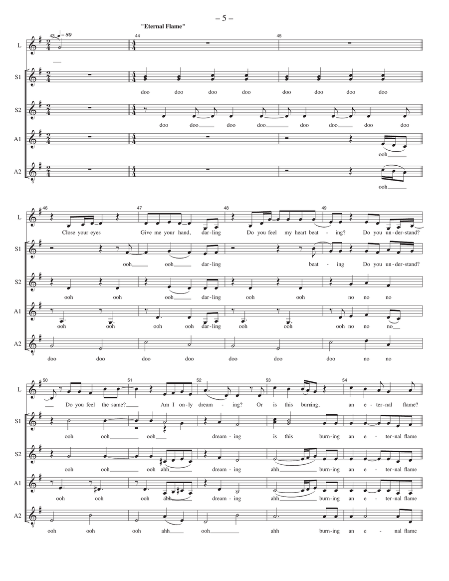 Medley: I Saw The Sign with Eternal Flame and Turn The Beat Around SSAA scores gallery preview page 5