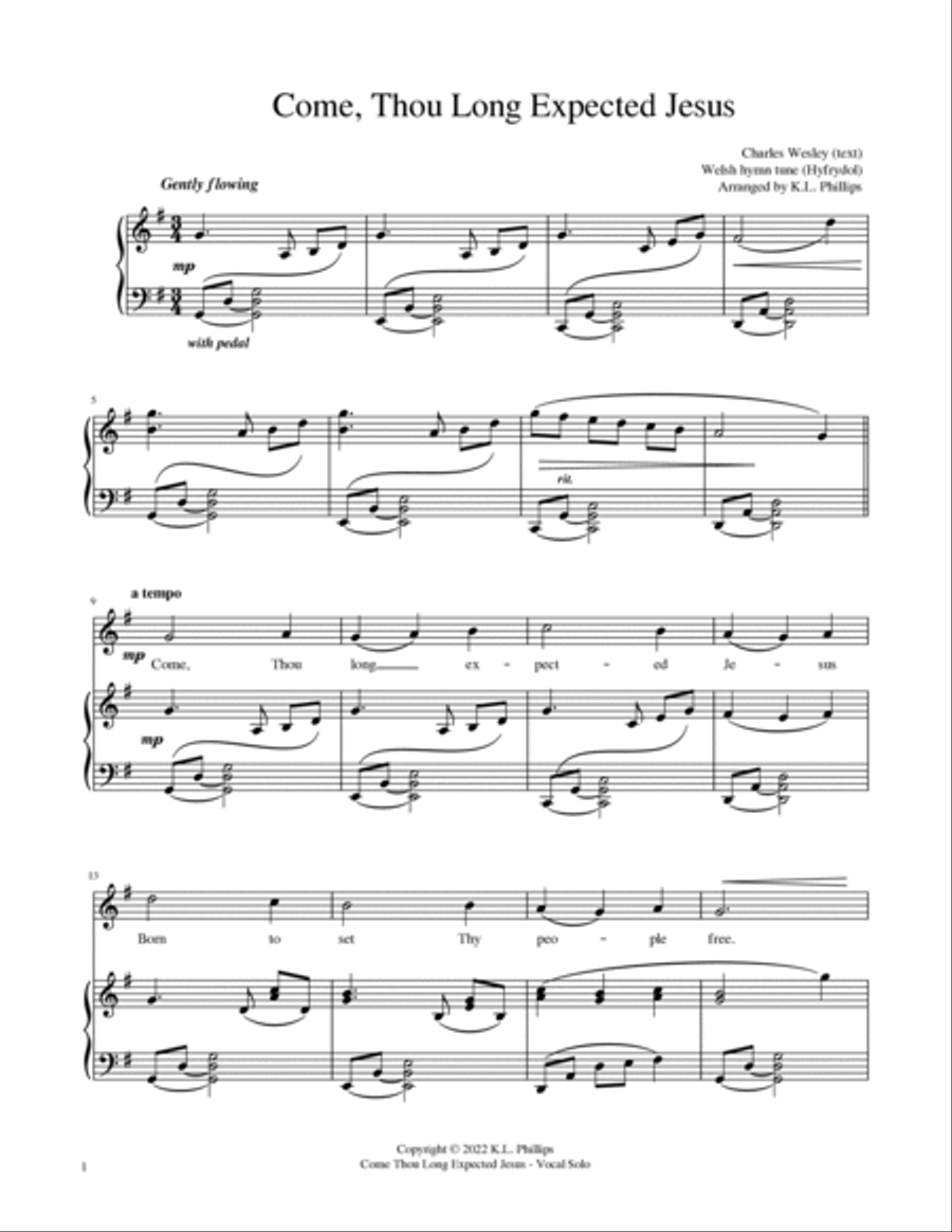 Come, Thou Long Expected Jesus - Vocal Solo with Piano Accompaniment Voice Solo scores gallery preview page 2