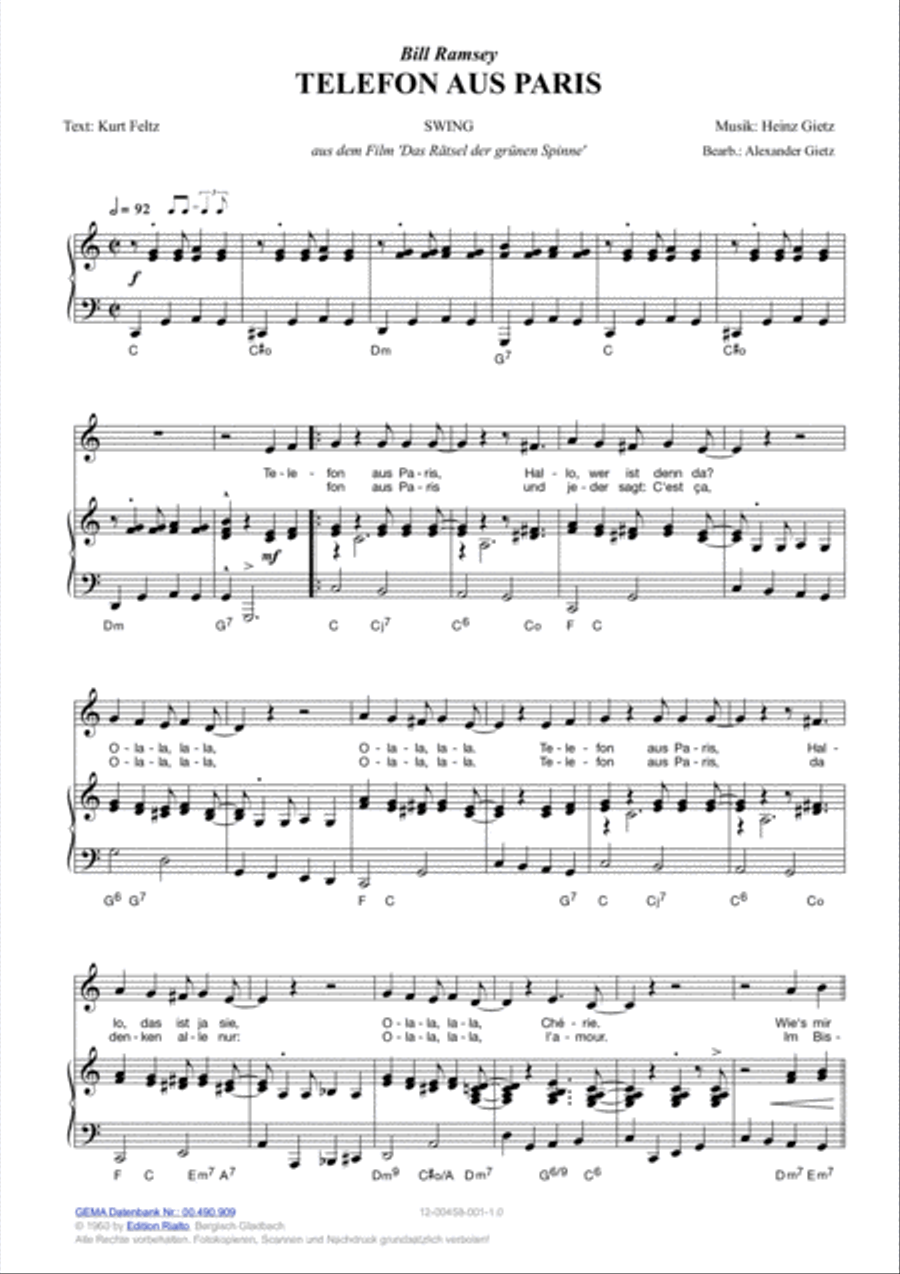 Telefon aus Paris Telefon aus Paris Piano, Vocal, Guitar scores gallery preview page 2