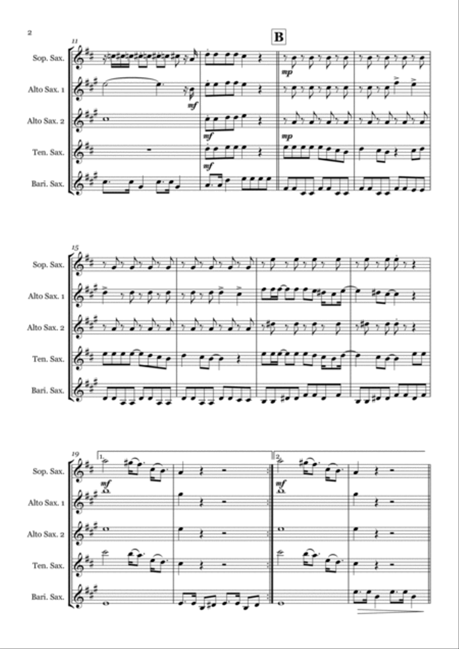 Help! Saxophone Quintet scores gallery preview page 2