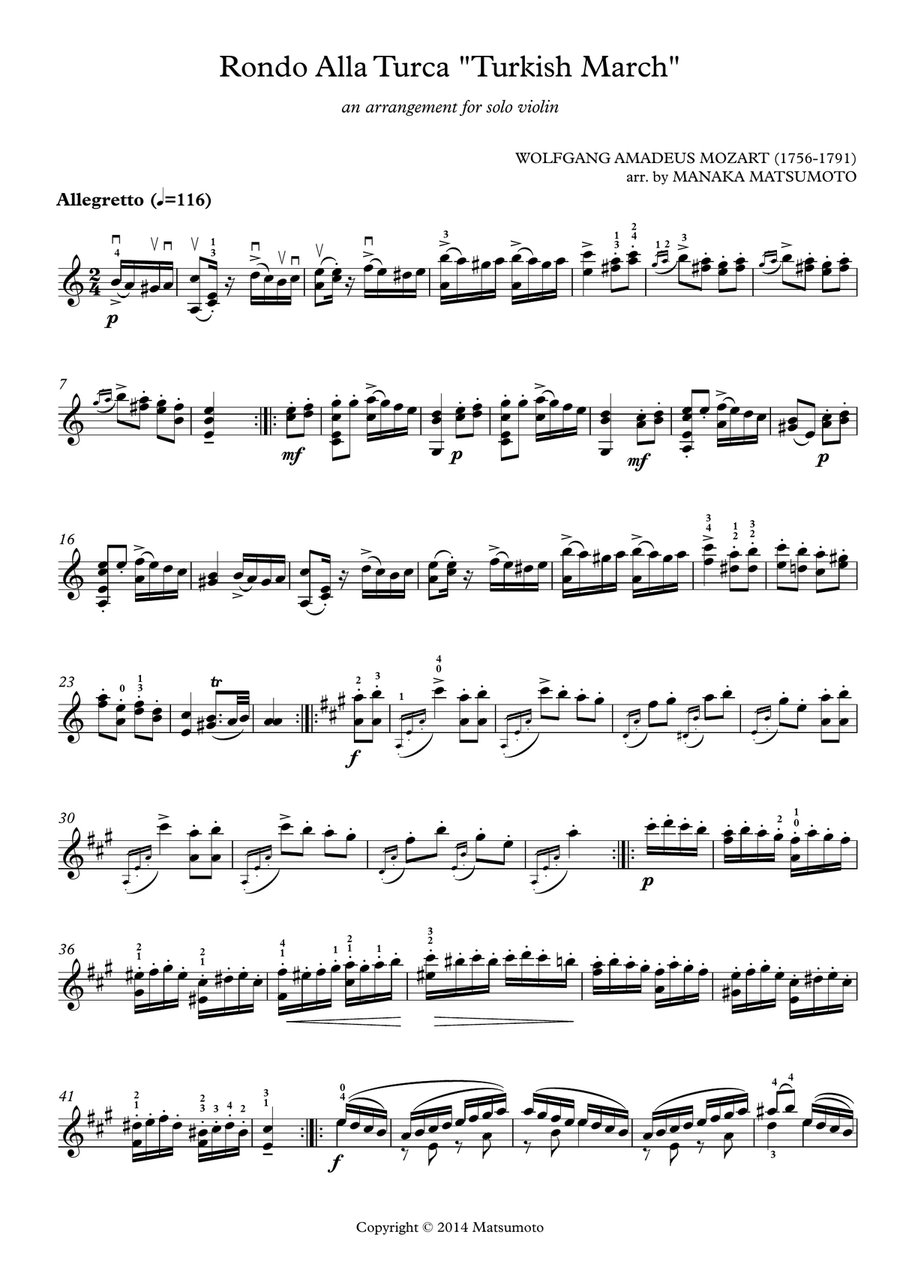 Turkish March for solo violin Chamber Music scores gallery preview page 2