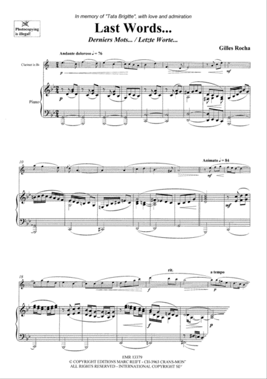 Last Words... Clarinet Solo scores gallery preview page 3