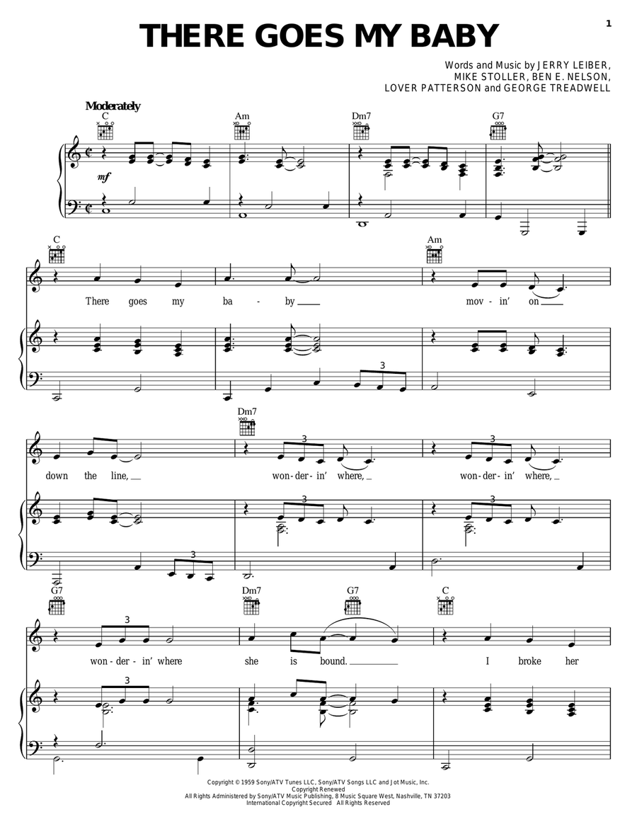 There Goes My Baby Piano, Vocal, Guitar scores gallery preview page 1