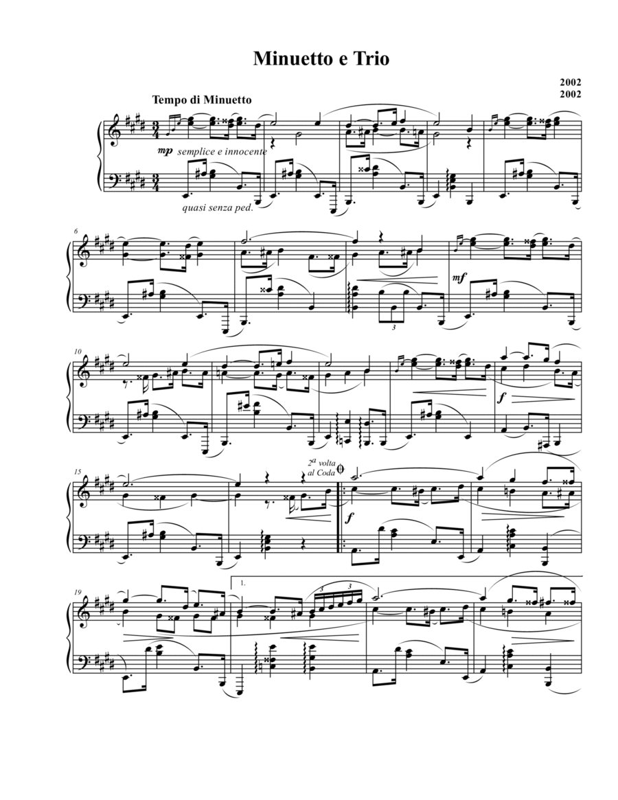 Minuetto e Trio in E major, Op. 1 Part scores gallery preview page 1