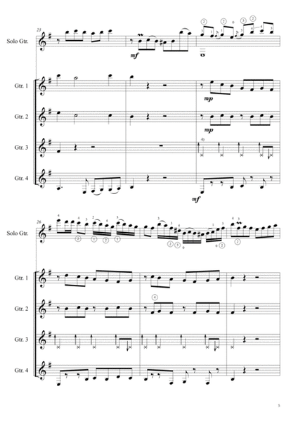 Tango (1+4) for soloist and guitars quartet Classical Guitar - Digital Sheet Music