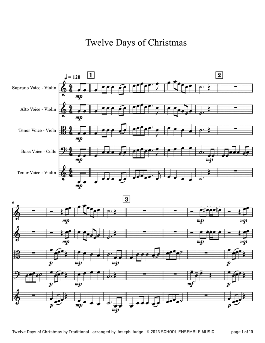 Twelve Days Of Christmas for String Quartet in Schools image number null
