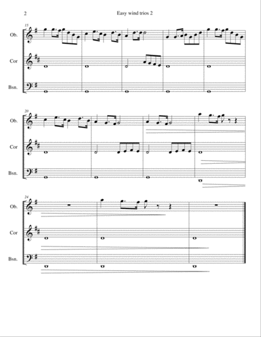 15 easy trios for double-reed trio (oboe, cor anglais, bassoon) Woodwind Trio scores gallery preview page 5
