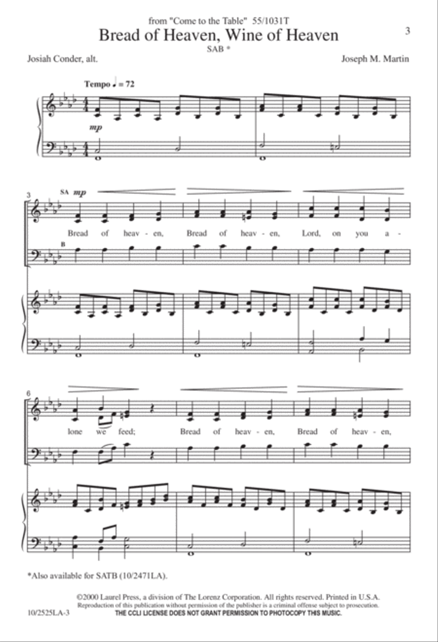 Bread of Heaven, Wine of Heaven 3-Part scores gallery preview page 3