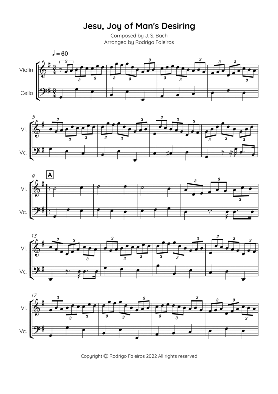 Jesu, Joy of Man's Desiring String Duet scores gallery preview page 1