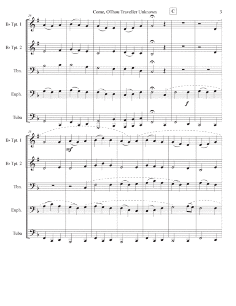 Candler (Come, O Thou Traveler Unknown) Brass Ensemble scores gallery preview page 3